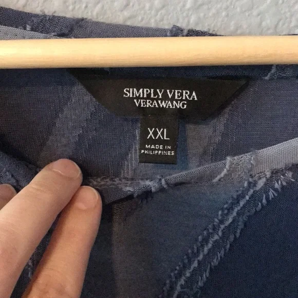 EUC Simply Vera Vera Wang blue stripe blouse XXL - Picture 2 of 8
